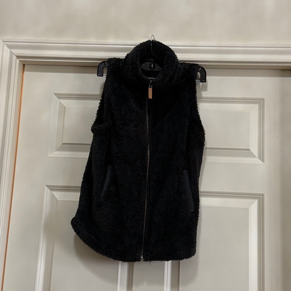 P J Salvage, Plush Fleece Vest in dark grey, size S pockets, turtle neck